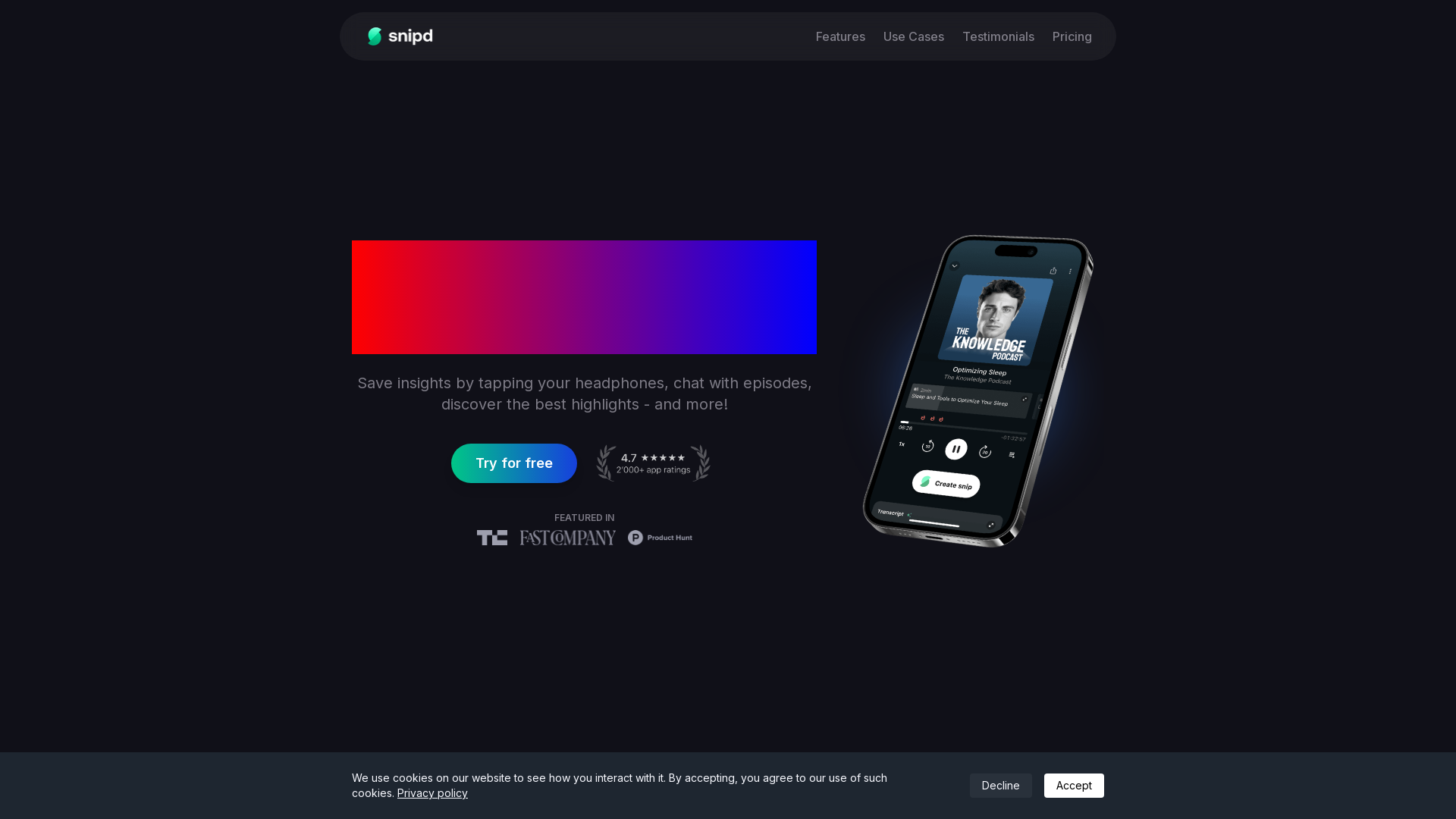 AI Podcast Notes | Snipd product screenshot