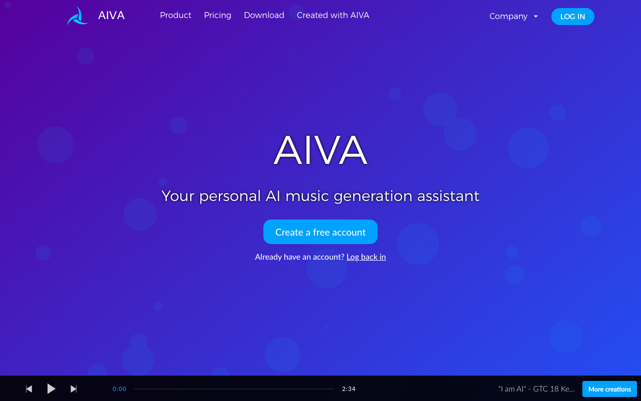 AIVA product screenshot