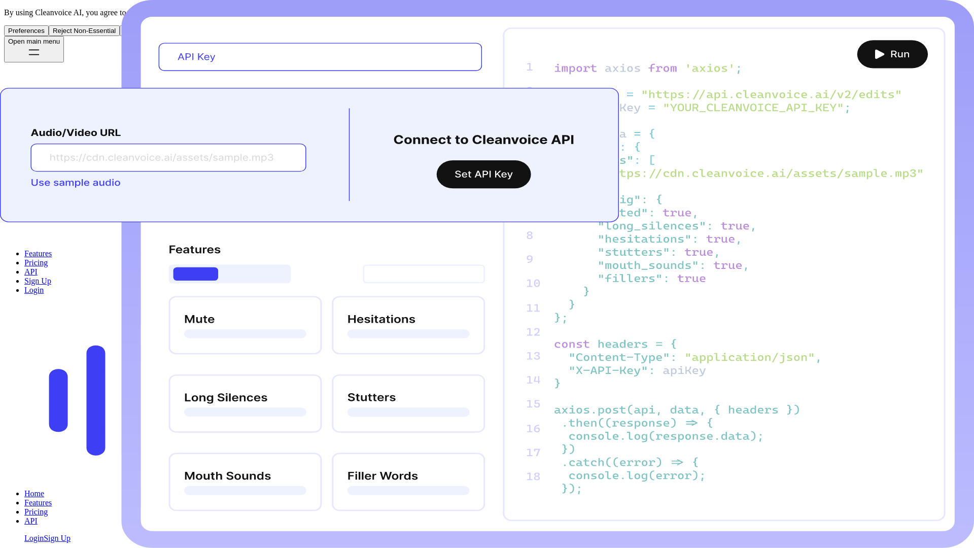 Cleanvoice AI product screenshot