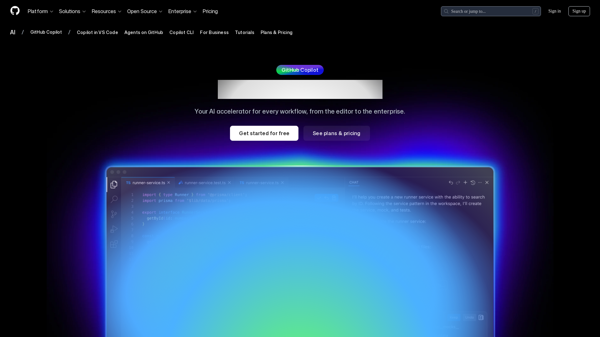 GitHub Copilot product screenshot