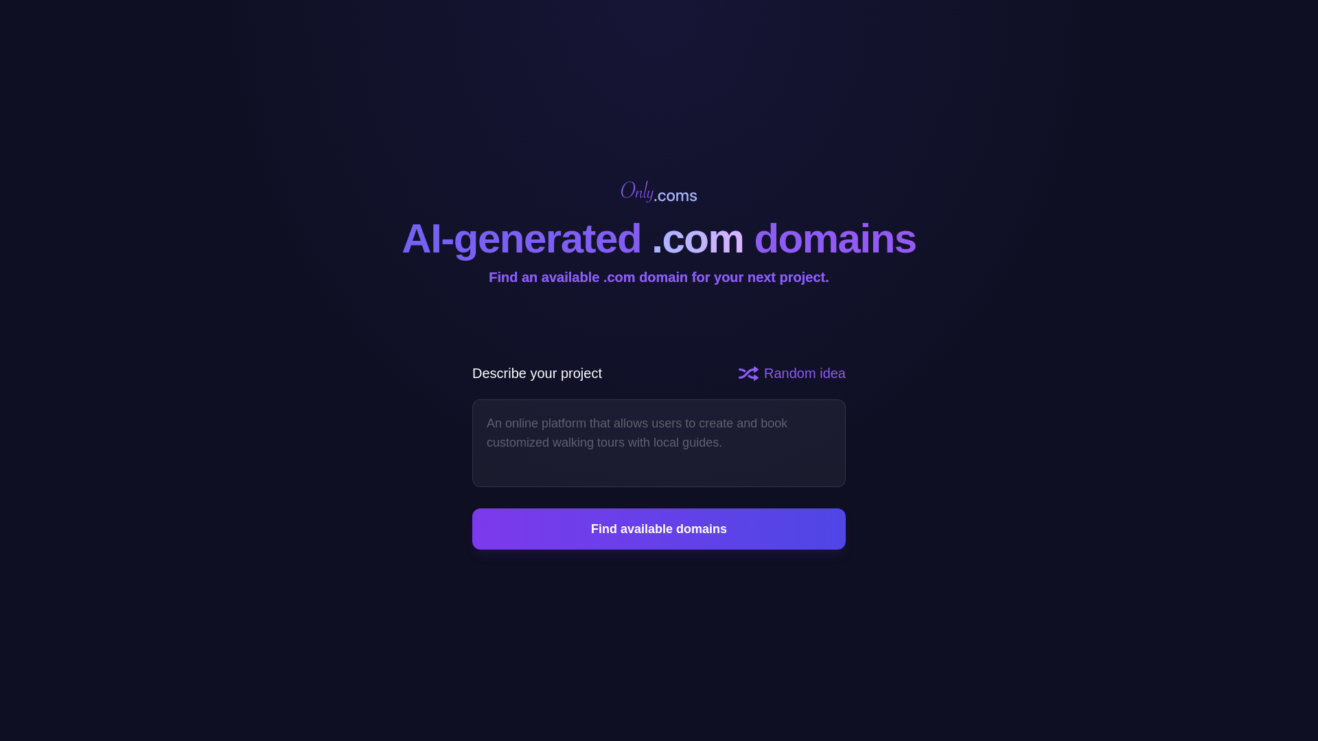 Only.Coms product screenshot