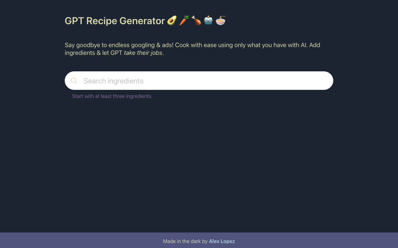 Recipegpt.herokuapp.com product screenshot