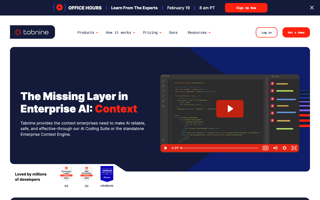 Tabnine product screenshot
