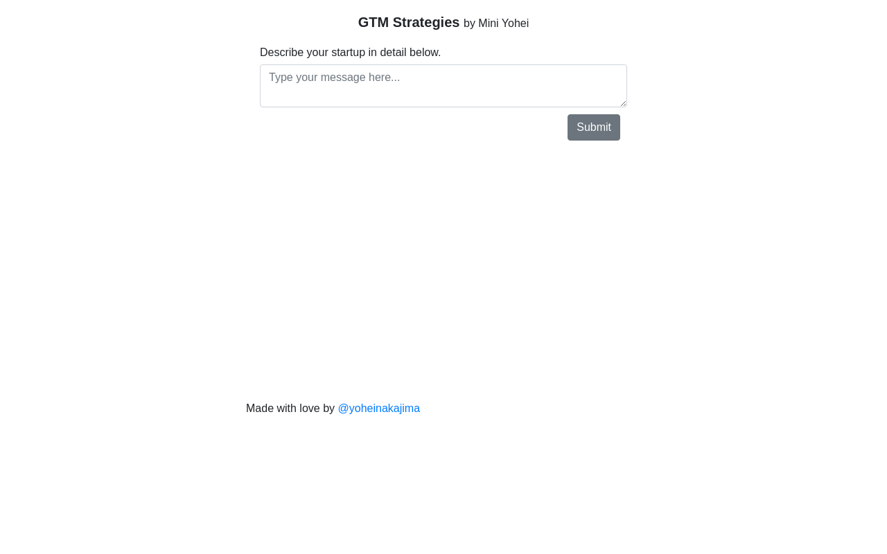 GTM strategies by Mini Yohei product screenshot