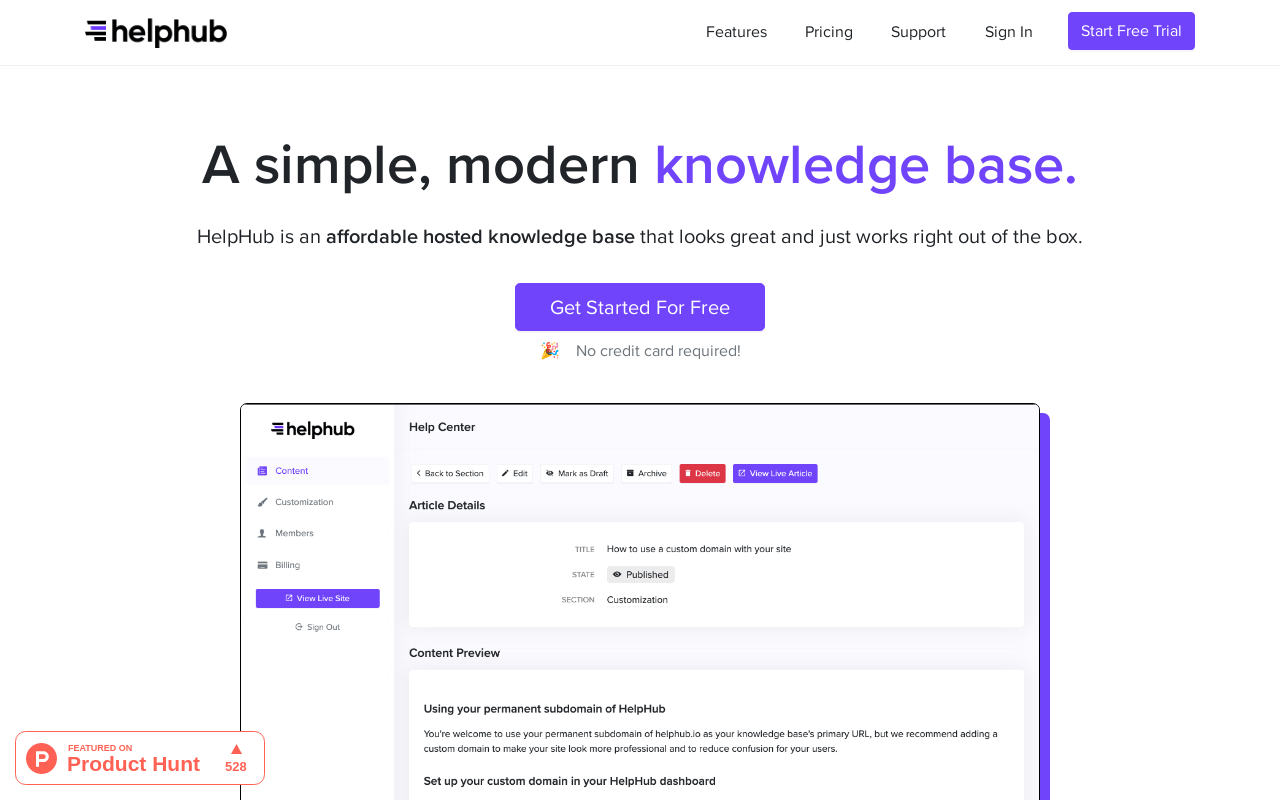 Helphub.io product screenshot