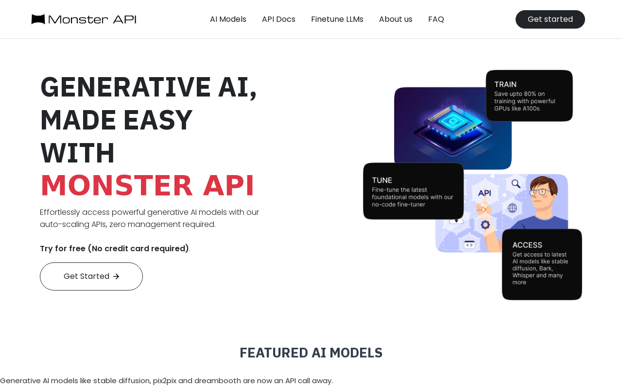 Monster API product screenshot