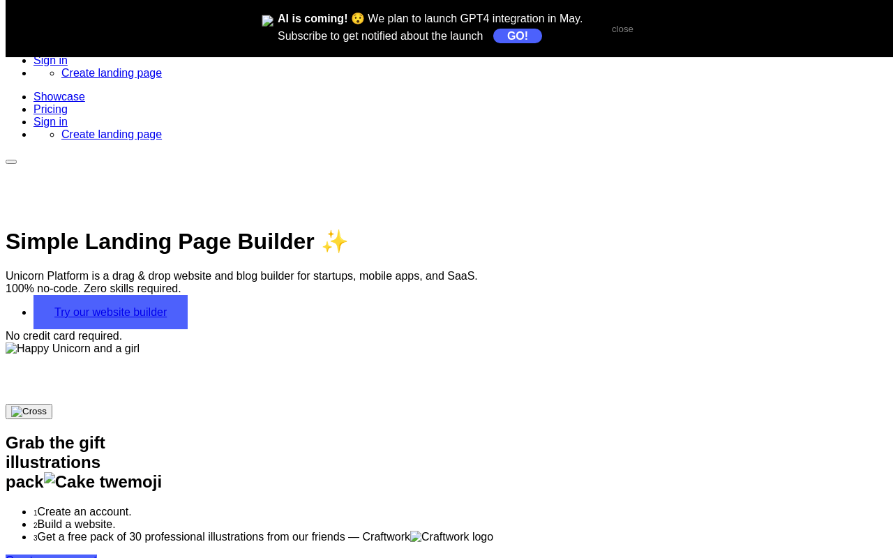 Unicornplatform.com product screenshot