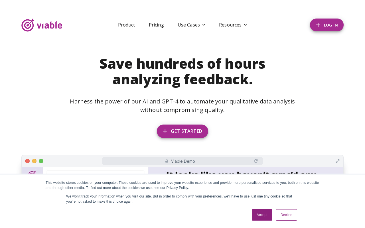Viable product screenshot