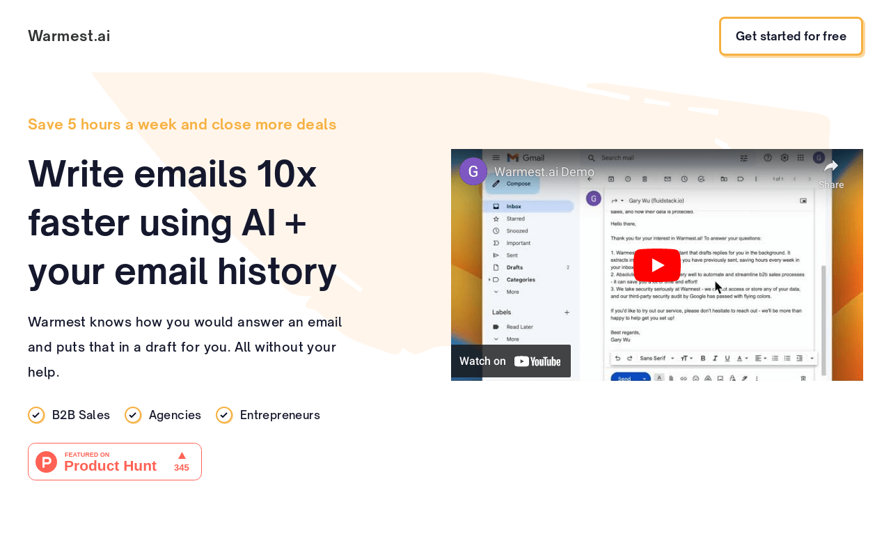 Warmest.ai product screenshot